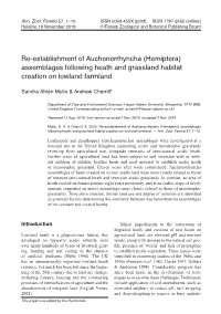 (Hemiptera) Assemblages Following Heath and Grassland Habitat Creation on Lowland Farmland