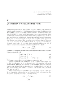 Quantization of Relativistic Free Fields