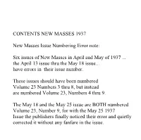 Six Issues of New Masses in April and May of 1937 ... the April 13 Issue Thru the May 18 Issue