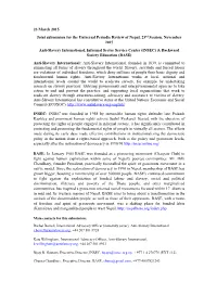 23 March 2015 Joint Submission for the Universal Periodic Review Of