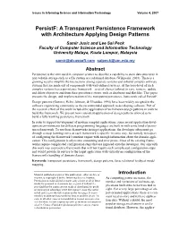 A Transparent Persistence Framework with Architecture Applying Design Patterns