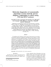 Diptera: Tephritidae) in Africa Using PCR and RFLP Analyses