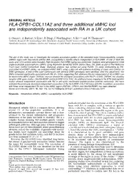 HLA-DPB1-COL11A2 and Three Additional Xmhc Loci Are Independently Associated with RA in a UK Cohort