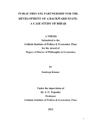Public-Private Partnership for the Development of a Backward State: a Case Study of Bihar