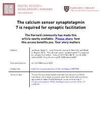 The Calcium Sensor Synaptotagmin 7 Is Required for Synaptic Facilitation