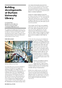 Building Developments at Durham University Library