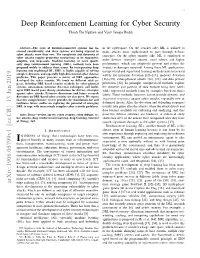 Deep Reinforcement Learning for Cyber Security Thanh Thi Nguyen and Vijay Janapa Reddi