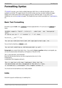 Formatting Syntax Formatting Syntax