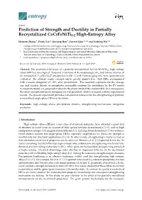 Prediction of Strength and Ductility in Partially Recrystallized Cocrfeniti0.2 High-Entropy Alloy
