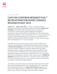 Capcom Confirms Resident Evil™ Revelations for Home Console Release in May 2013