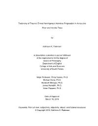 Ernest Hemingway's Narrative Progression in Across the River And