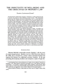 Objectivity of Well-Being and the Objectives of Property Law