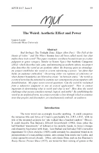The Weird: Aesthetic Effect and Power