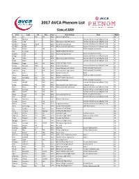 2017 AVCA Phenom List