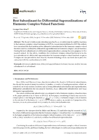 Best Subordinant for Differential Superordinations of Harmonic Complex-Valued Functions