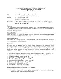 Discussion Calendar - Agenda Item No