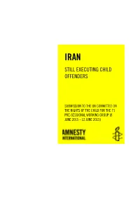 Iran Still Executing Child Offenders