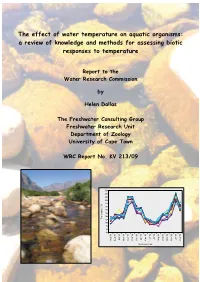 The Effect of Water Temperature on Aquatic Organisms: a Review of Knowledge and Methods for Assessing Biotic Responses to Temperature