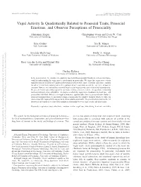 Vagal Activity Is Quadratically Related to Prosocial Traits, Prosocial Emotions, and Observer Perceptions of Prosociality