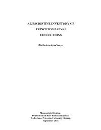A Descriptive Inventory of Princeton Papyri Collections