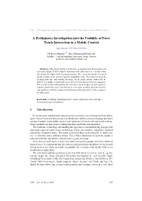 A Preliminary Investigation Into the Usability of Force Touch Interaction in a Mobile Context