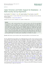 Cyber Terrorism and Public Support for Retaliation – a Multi-Country Survey Experiment