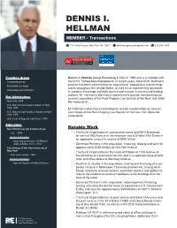 DENNIS I. HELLMAN MEMBER - Transactions