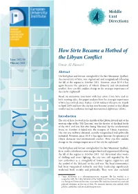 How Sirte Became a Hotbed of the Libyan Conflict Sirte: a New Frontline (June 2020) Cover