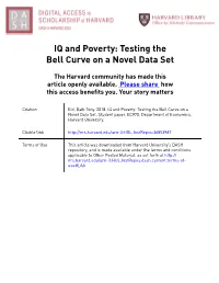 IQ and Poverty: Testing the Bell Curve on a Novel Data Set