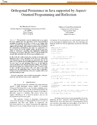 Orthogonal Persistence in Java Supported by Aspect- Oriented Programming and Reflection