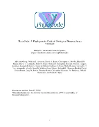 Phylocode: a Phylogenetic Code of Biological Nomenclature Version 2B