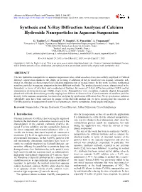 Synthesis and X-Ray Diffraction Analyses of Calcium Hydroxide Nanoparticles in Aqueous Suspension