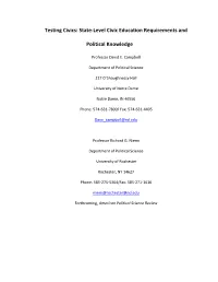 Testing Civics: State-Level Civic Education Requirements and Political Knowledge