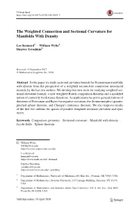 The Weighted Connection and Sectional Curvature for Manifolds with Density
