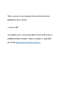 This Is a Pre-Peer Review Preprint of an Article That Has Been Published in Horror Studies. © García, 2020. the Definitive, Pe