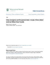 Urban Emergence and the Pastoral Ideal: a Study of Three Related Works by William Dean Howells