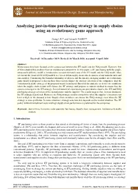 Analyzing Just-In-Time Purchasing Strategy in Supply Chains Using an Evolutionary Game Approach