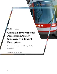 Calgary Canadian Environmental Assessment Agency Summary of a Project Description