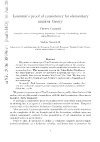 Lorenzen's Proof of Consistency for Elementary Number Theory [With An
