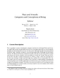 Plato and Aristotle: Categories and Conceptions of Being