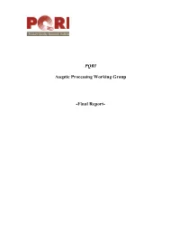 PQRI Aseptic Processing Working Group -Final Report