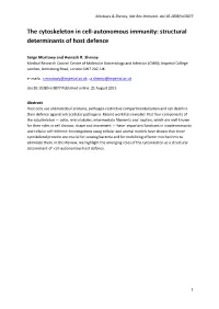 The Cytoskeleton in Cell-Autonomous Immunity: Structural Determinants of Host Defence