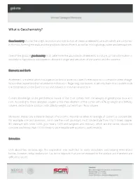What Is Geochemistry?