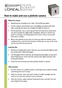 How to Make and Use a Pinhole Camera