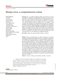Mumps Virus: a Comprehensive Review