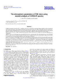 The Atmospheric Parameters of FGK Stars Using Wavelet Analysis of CORALIE Spectra S