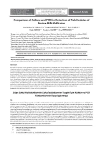Comparison of Culture and PCR for Detection of Field Isolates of Bovine