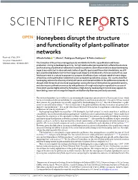 Honeybees Disrupt the Structure and Functionality of Plant-Pollinator Networks Received: 6 July 2018 Alfredo Valido 1,2, María C