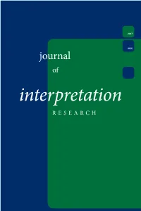 Interpretation RESEARCH Volume 22, Number 1 Journal 2017 of Interpretation Research