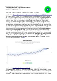 Monthly Anaerobic Digestion Newsletter June 2015 Compilation & Overview